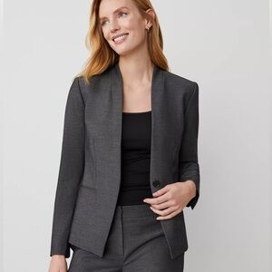 Black Ann Taylor Cutaway Blazer in Bi-Stretch